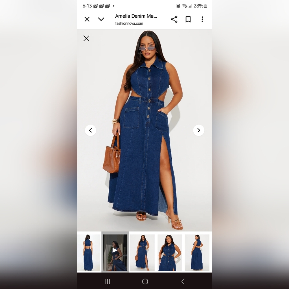 Fashion Nova Blue Denim Maxi Dress